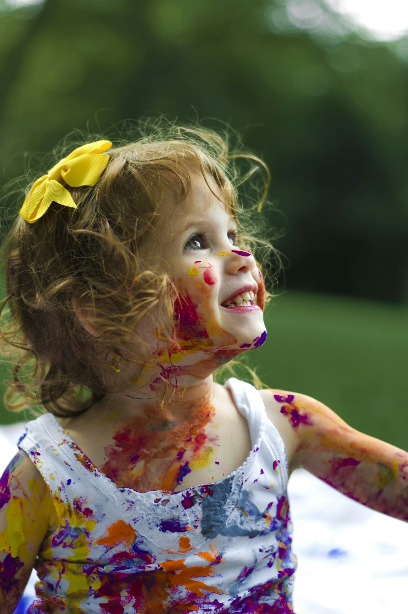 Messy art, happy kid